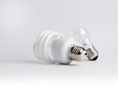 Energy saving light bulb on a white background