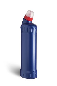 Blue plastic bottle for liquid laundry detergent, cleaning agent, bleach or fabric softener. With clipping path
