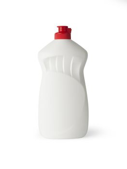 White plastic bottle for liquid laundry detergent or cleaning agent or bleach or fabric softener.With clipping path