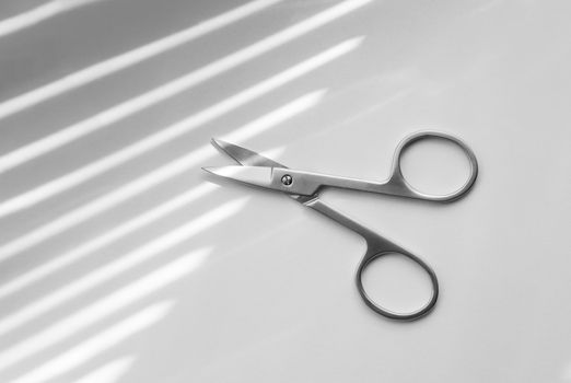 Small steel nail scissors on white background