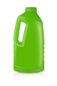 Green plastic bottle on white background. With clipping path