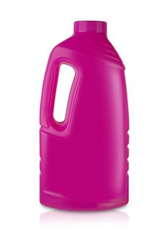 Pink plastic bottle on white background. With clipping path