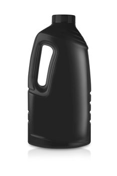 Black plastic bottle on white background. With clipping path