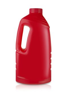 Red plastic bottle on white background. With clipping path