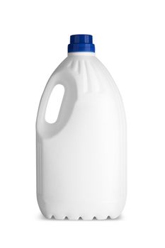 White plastic bottle for liquid laundry detergent or cleaning agent or bleach or fabric softener.With clipping path