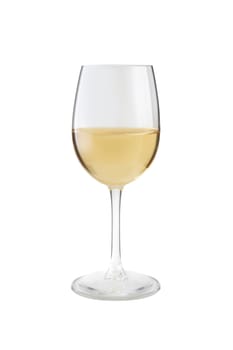 Wineglass with white wine isolated on white background. Concept and idea. With clipping path