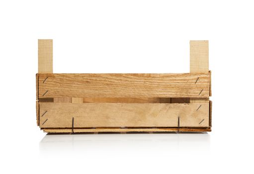 Empty wooden crate isolated on white. With clipping path