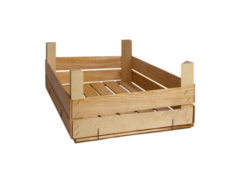 Empty wooden crate isolated on white