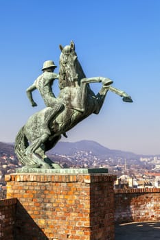 Statue of a horseman in Budapest, Hungary