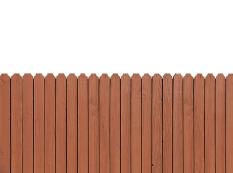 Fence wooden parallel bars, painted brown. Isolated on a white background. With clipping path.