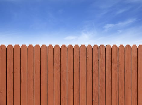 Fence wooden parallel bars, painted brown. Isolated on a white background. With clipping path.