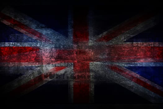 Grunge UK flag on stone texture background closeup