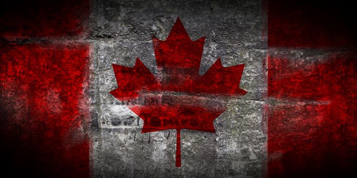 Grungy Flag of Canada on stone texture background