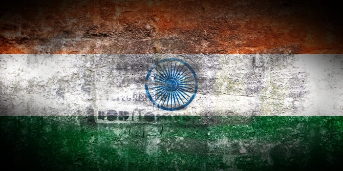 Grungy Flag of India on stone texture background