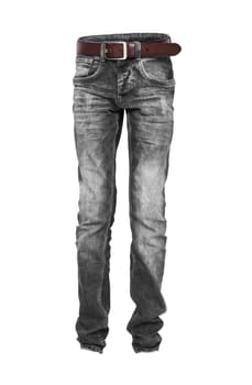 Black Jeans with a brown belt the teenager. With clipping path