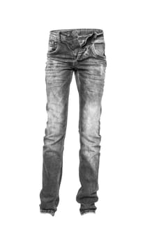 Black jeans unbuttoned teenager isolated. With clipping path