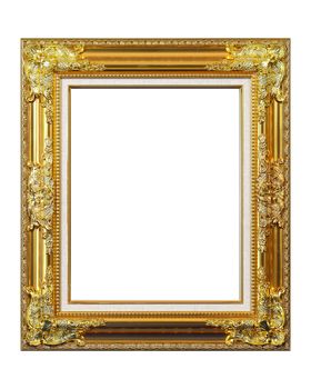 Gold vintage frame isolated on white background