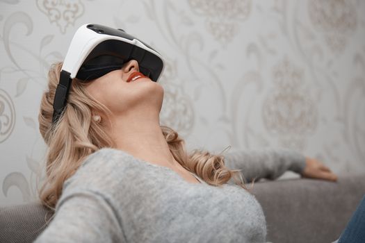 Woman wearing Virtual reality headset