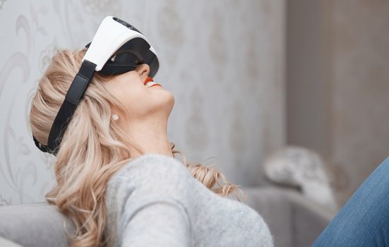 Woman wearing Virtual reality headset