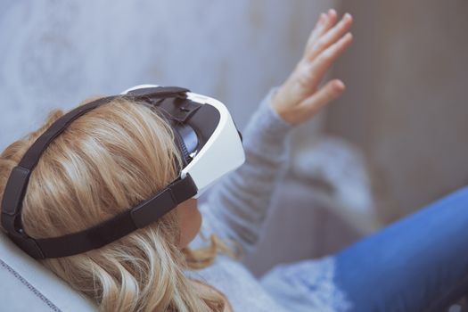 Woman wearing Virtual reality headset