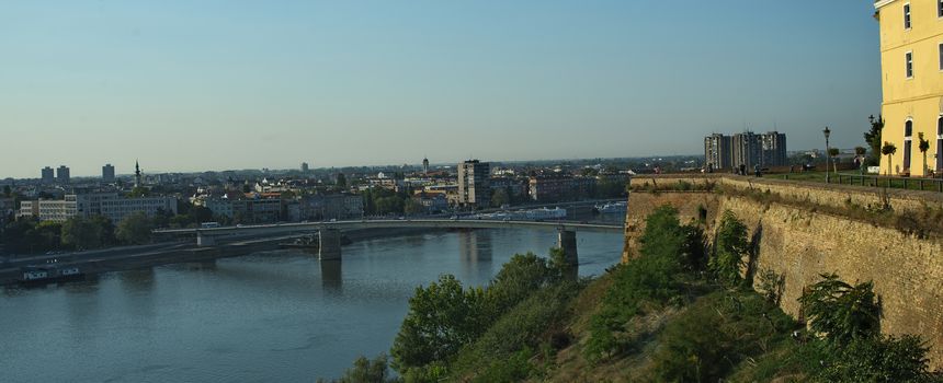 View on river Danube and city of Novi Sad, Serbia from Petrovaradin fortress