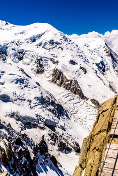 Snowy mountains in Chamonix, Mont Blanc, Haute-Savoie, Alps France