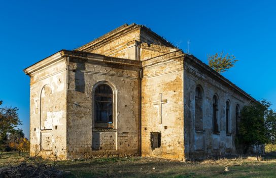 Abandoned Catholic church of the Nativity of the Blessed Virgin Mary in the village of Kamenka, Odessa region, Ukraine