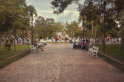 The park in the center of the city of Valladolid in Mexico