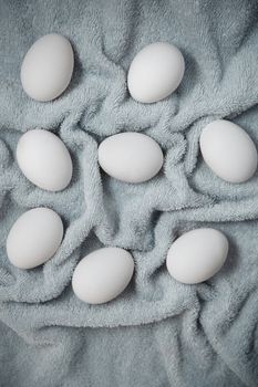 Chicken eggs on a fiber
