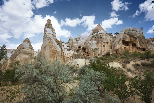 Ancient stone houses of Cappadocia, Turkey