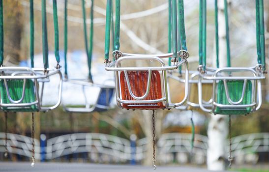 Empty chain swing in amuzement park