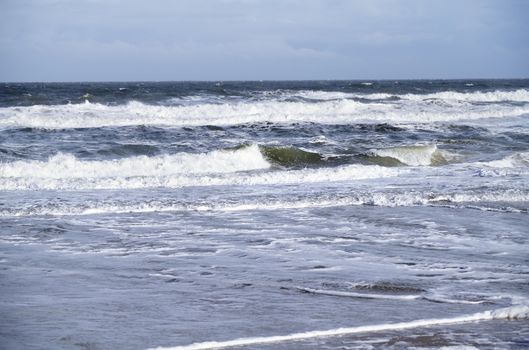 Rough water and waves in Pacific Ocean