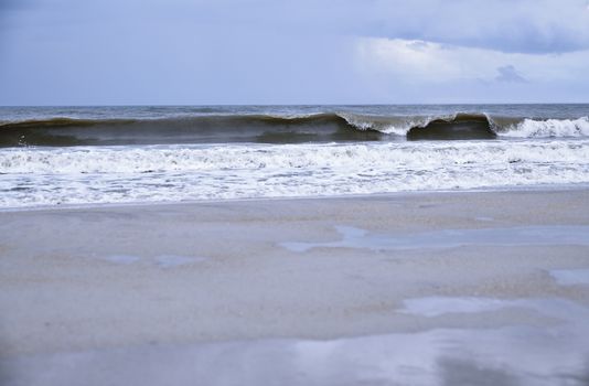 Rough water and waves in Pacific Ocean