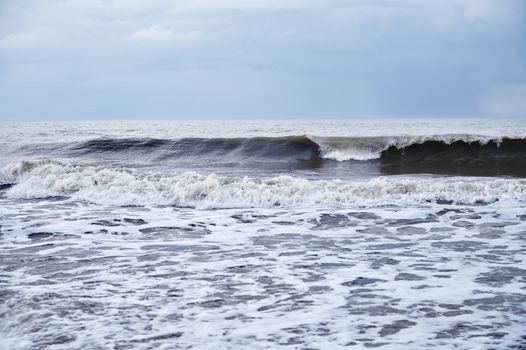 Rough water and waves in Pacific Ocean