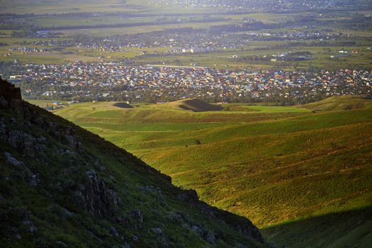 View onto the village from mountains 