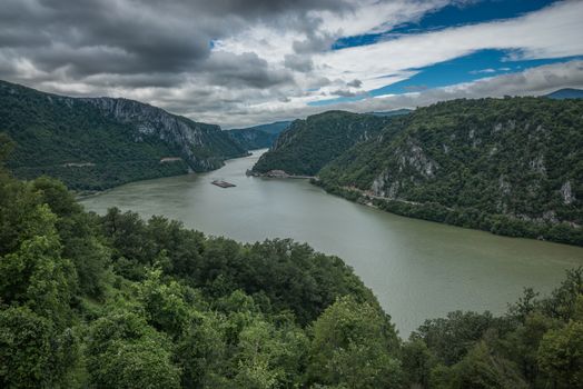 View of the Danube River and Romania from Golo Brdo, Bare Hill and National Park Derdap, Serbia