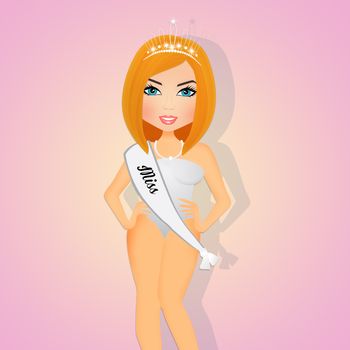 illustration of blonde girl on beauty contest