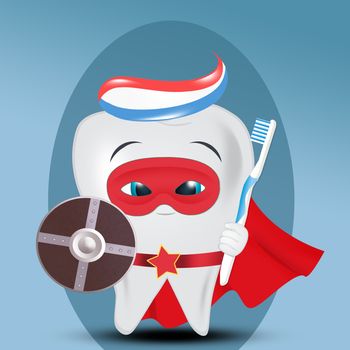 illustration of superhero tooth