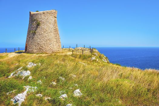 Salento countryside scenic watchtower coastal sea tower of Sant Emiliano - Otranto - Apulia - Italy