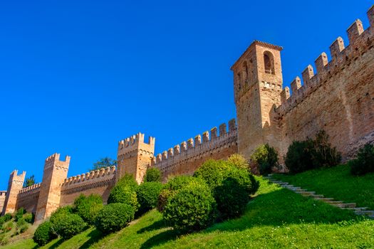castle walls background copyspace - Gradara - Pesaro - Italy .
