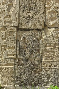 Stele with Mayan inscriptions in Chichen Itza