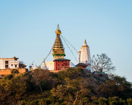 Swayambhunath stupa also called Monkey Temple in Kathmandu, Nepal.