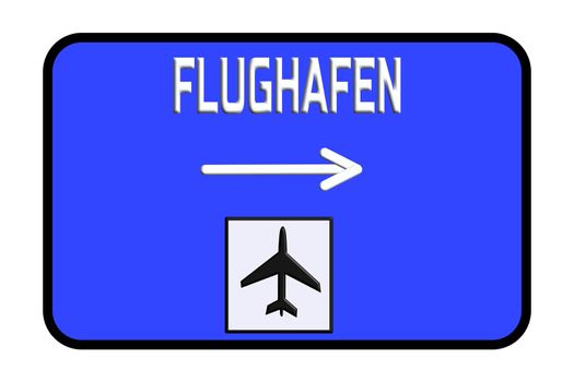 Germany Airport Highway Road Sign 3D Illustration