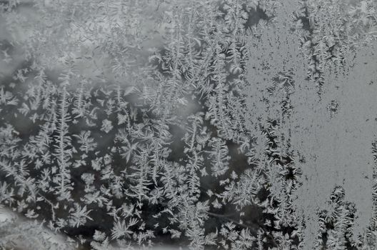 Background from icy figure on window in frosty winter, Zavet, Bulgaria, Europe