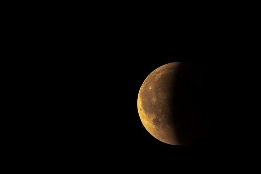 Blood moon during lunar eclipse, blood moon 2018, moon partially lit by sun