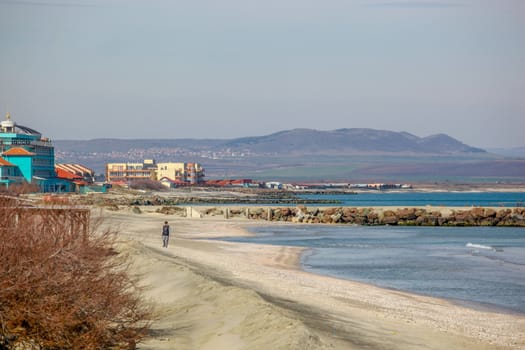 Pomorie, Bulgaria - March 02, 2019: Spring Walk Through The Central Part Of The City.