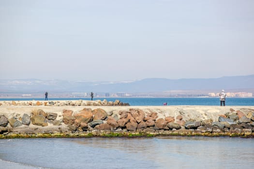 Pomorie, Bulgaria - March 02, 2019: Spring Walk Through The Central Part Of The City.