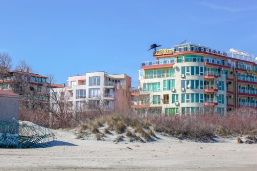 Pomorie, Bulgaria - March 02, 2019: Spring Walk Through The Central Part Of The City.