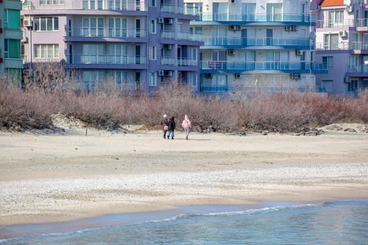 Pomorie, Bulgaria - March 02, 2019: Spring Walk Through The Central Part Of The City.