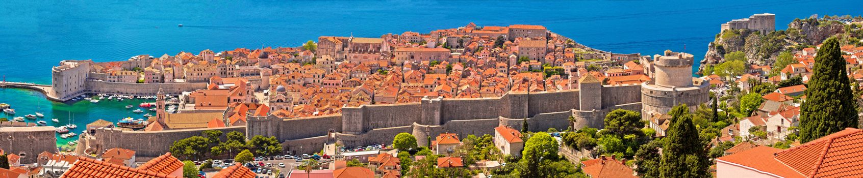 Historic town of Dubrovnik panoramic view, Dalmatia region of Croatia